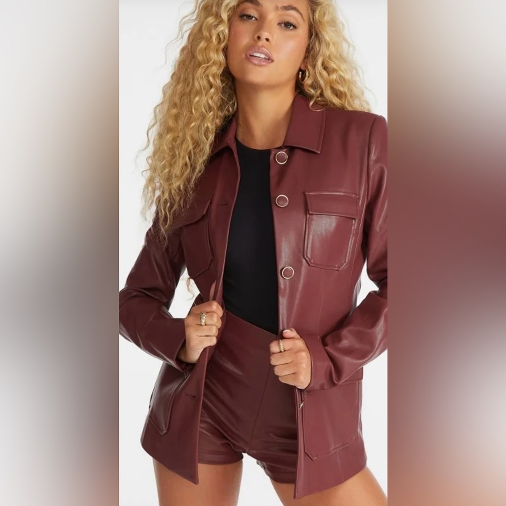 Women's Burgundy Leather Jacket NWT